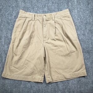 Izod Golf Shorts Mens 30 Khaki Pleated Pockets 10" Inseam Outdoor‎ Stretch